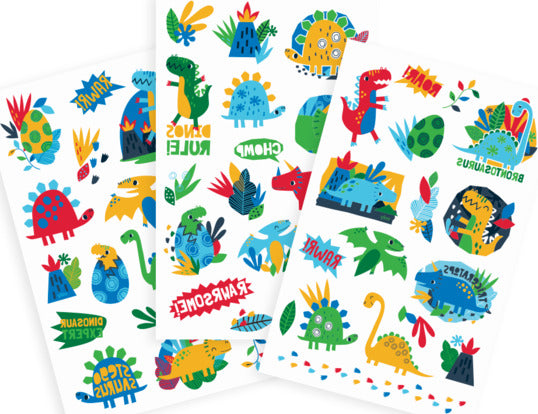 Tattoo-palooza Temporary Tattoos Dino Days 3 Sheets