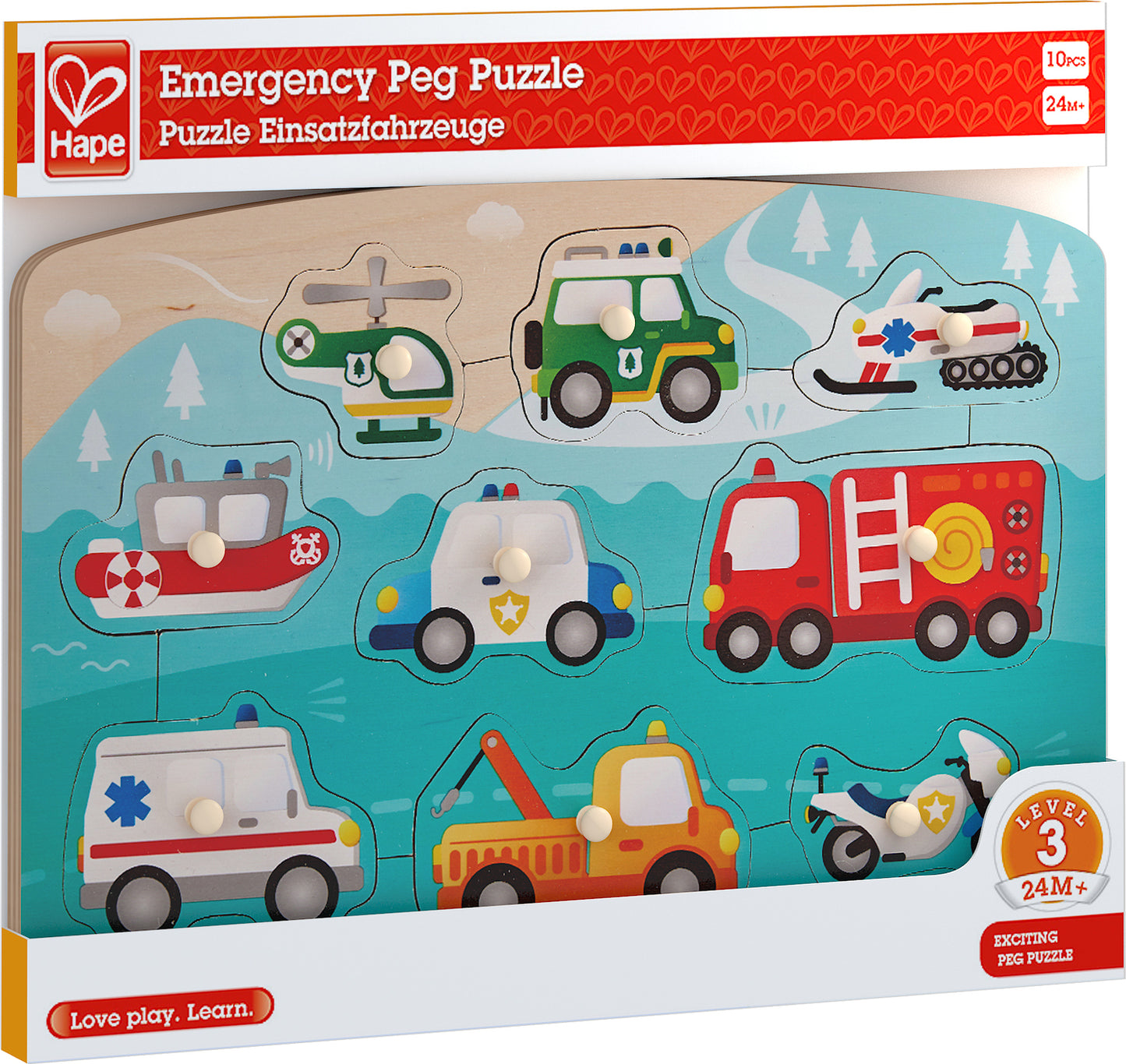 Hape Emergency Peg Puzzle 9pc