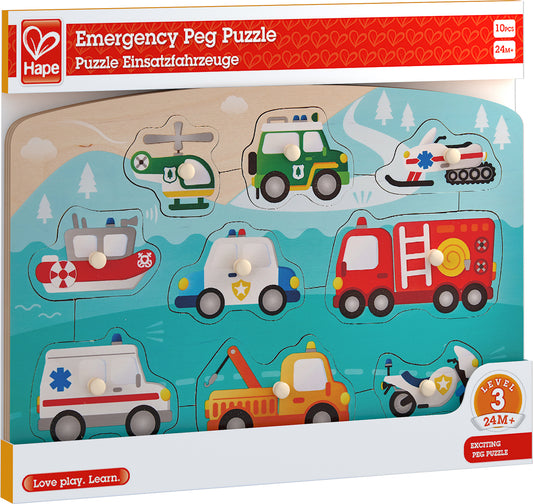 Hape Emergency Peg Puzzle 9pc