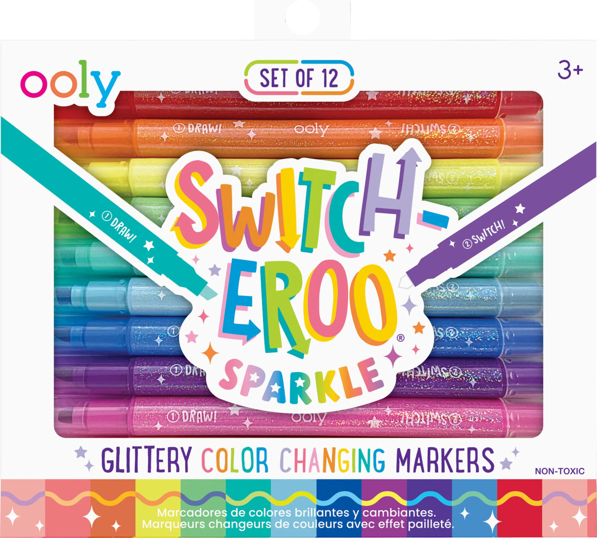 Switch-Eroo Sparkle Glittery Color Changing Markers - Set of 12