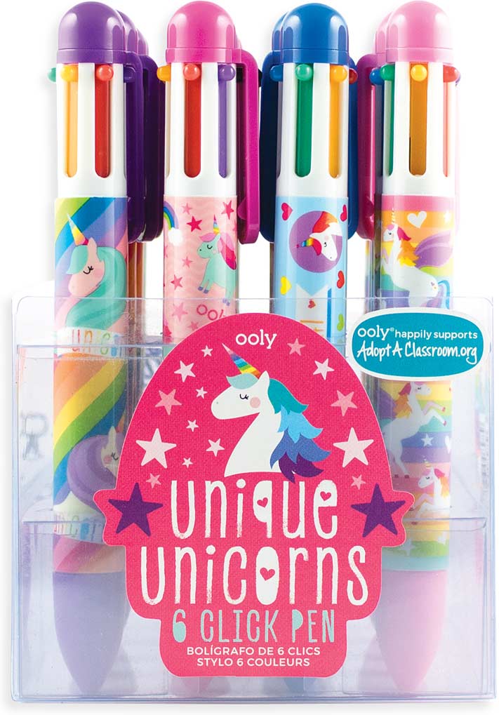 6 in 1 Click Pens - Unique Unicorns