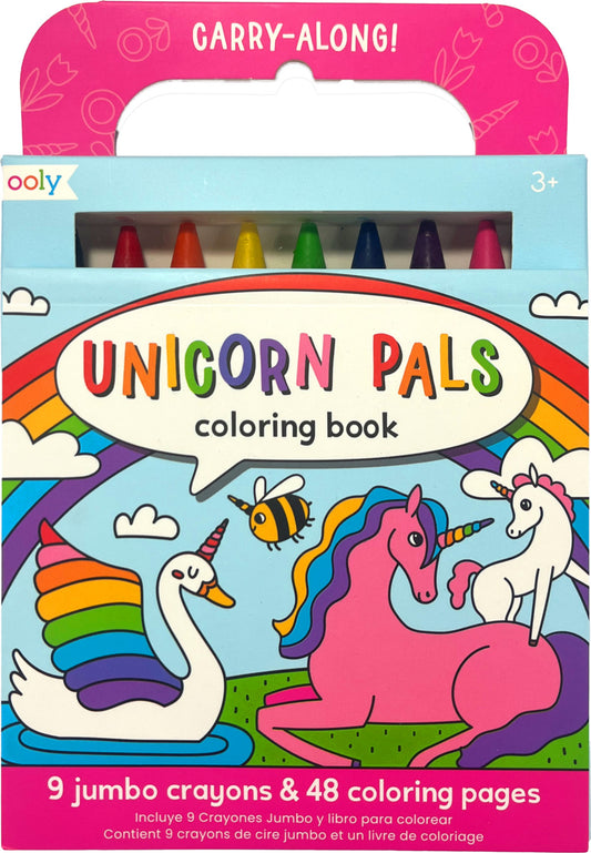 Carry Along! Coloring Book and Crayon Set - Unicorn Pals - Set of 9 Crayons