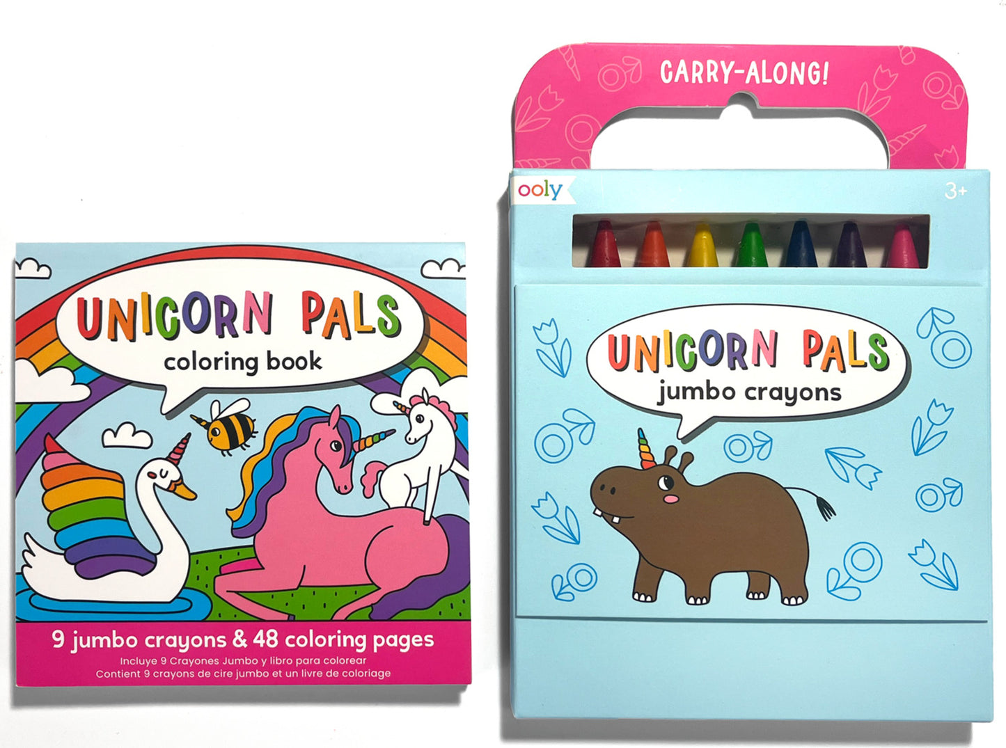 Carry Along! Coloring Book and Crayon Set - Unicorn Pals - Set of 9 Crayons