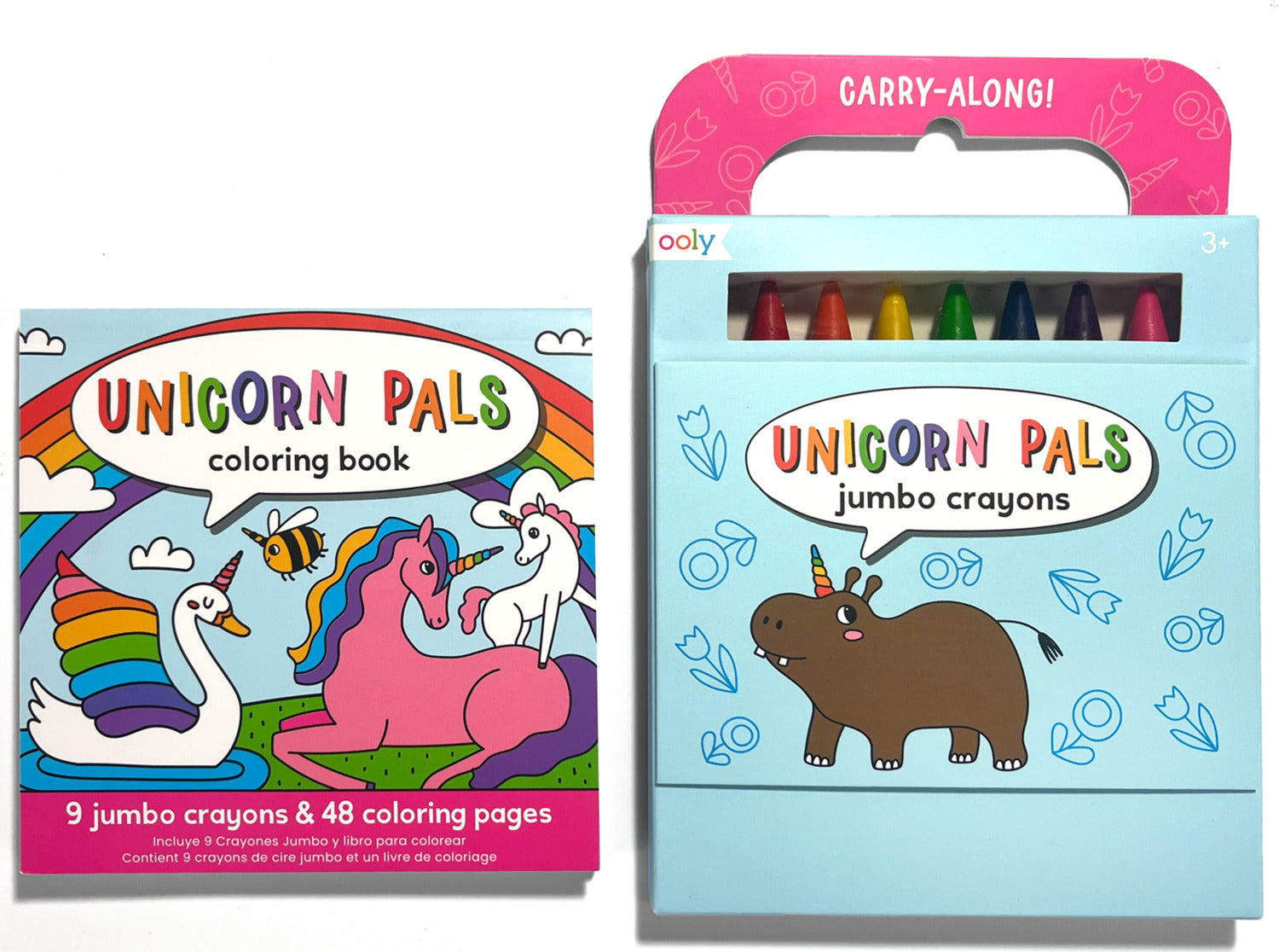 Carry Along! Coloring Book and Crayon Set - Unicorn Pals - Set of 9 Crayons