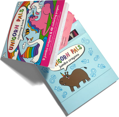 Carry Along! Coloring Book and Crayon Set - Unicorn Pals - Set of 9 Crayons