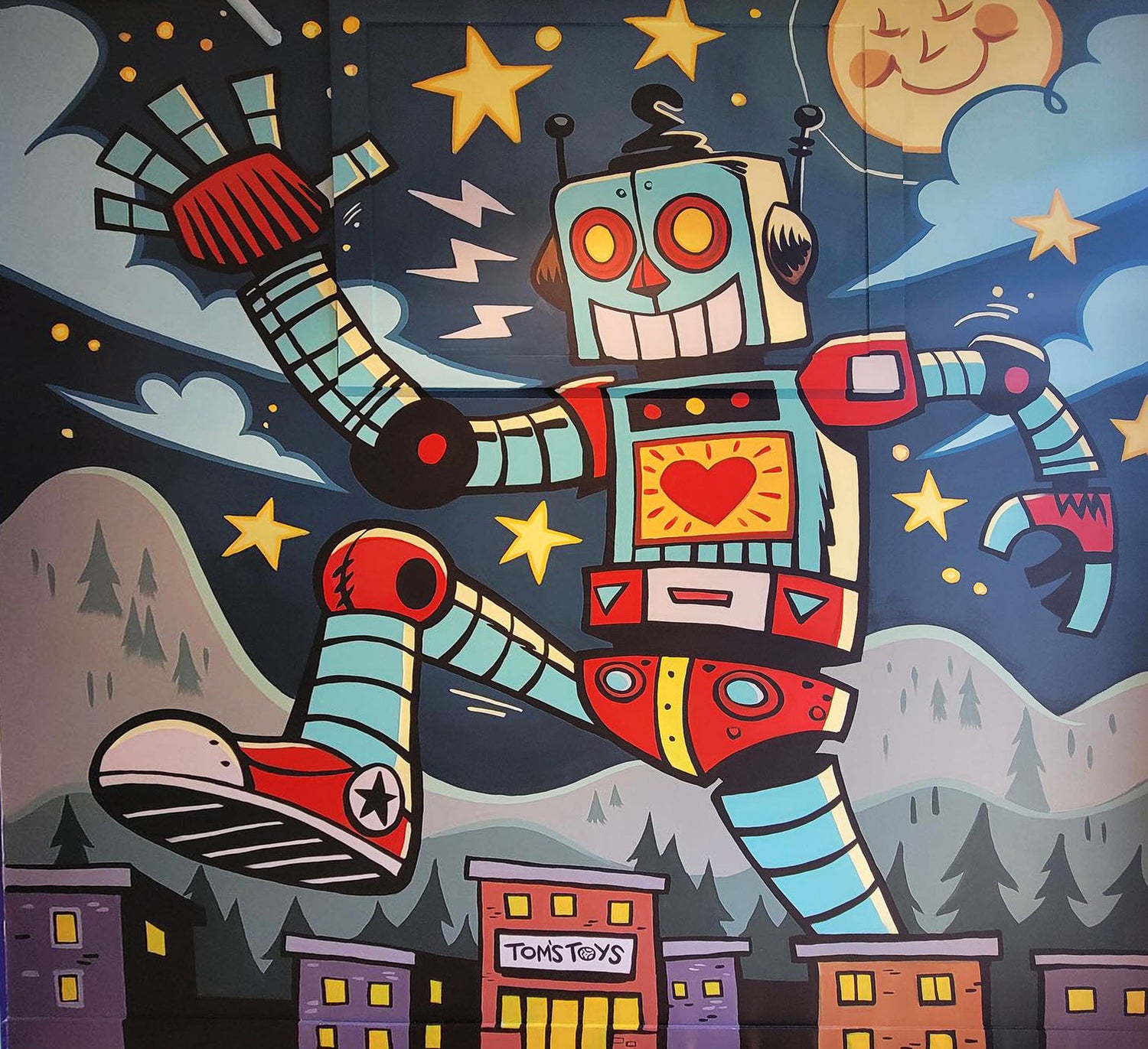 toms toys robot mural